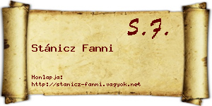 Stánicz Fanni névjegykártya